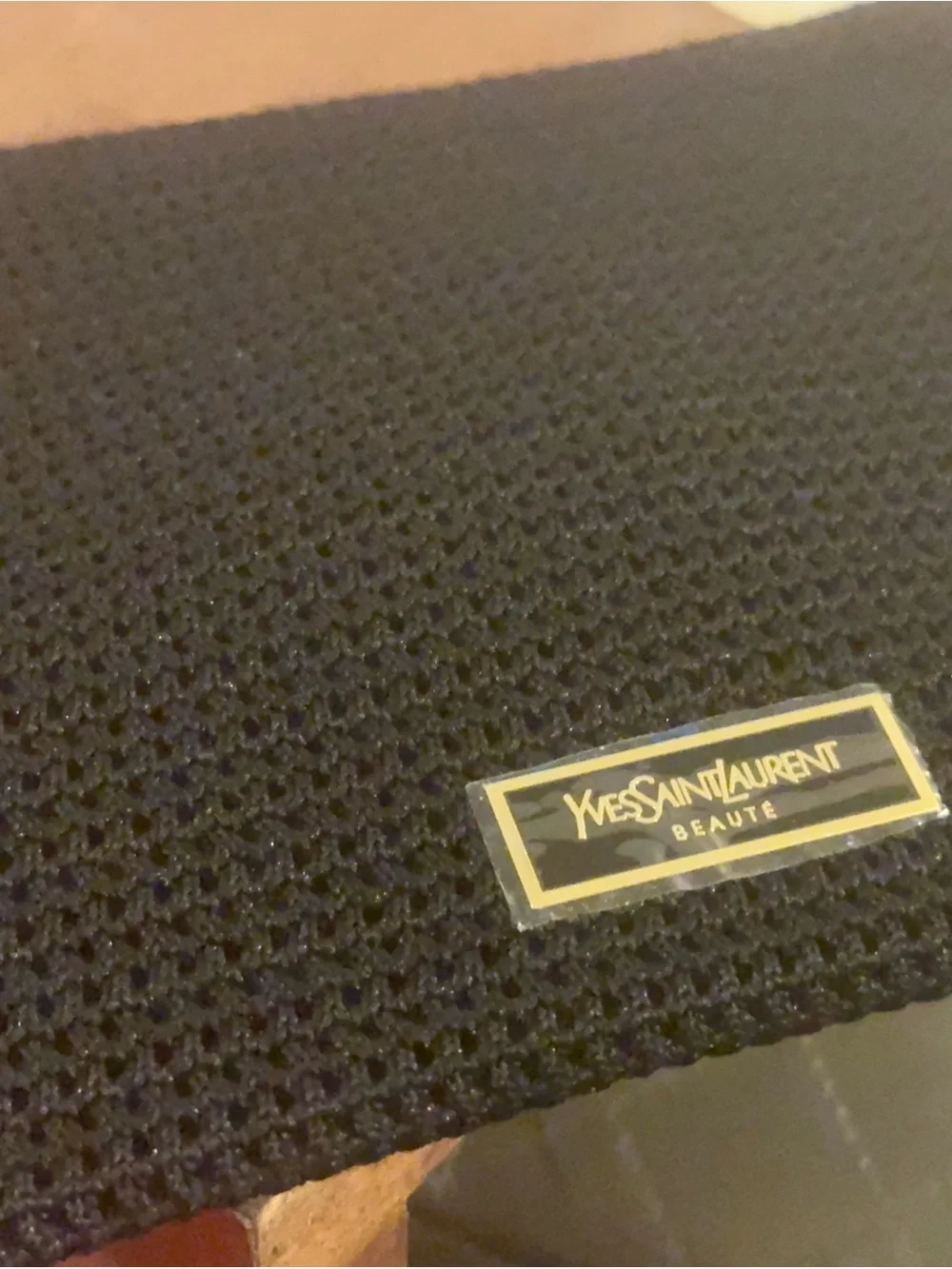 Yves Saint Laurent Black Knit Men's Pouch with Gold Logo Plaque